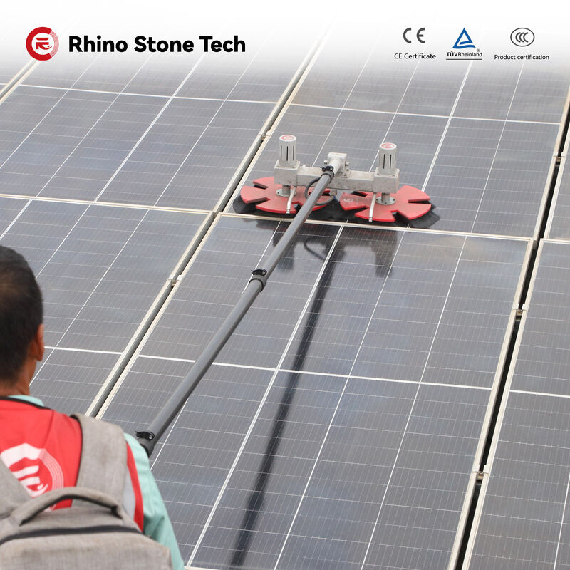 Dual-Disc Solar Panel Cleaning Brush with Carbon Fiber Telescopic Pole and 360 RPM Brushless Motor