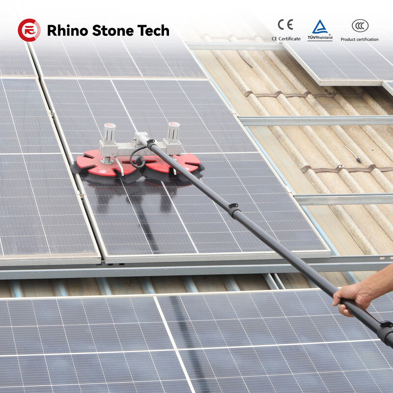 Solar Panel Rotating Brush with Dual Motor Balanced System and Anti Static Bristles for Rapid and Scratch Free Cleaning