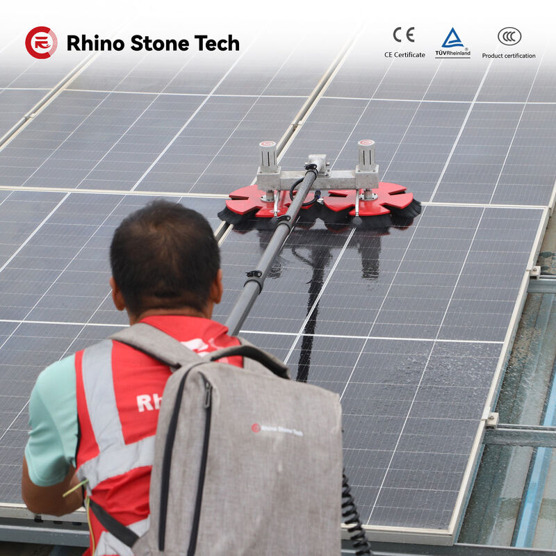 Factory Direct Solar Cleaning Equipment Electric Photovoltaic Panel Cleaning Brush Double Head Solar Panel Cleaning Brush with Telescopic Rod