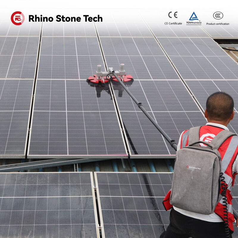 Solar Panel Rotating Brush Designed to Quickly Eliminate Obstinate Dust and Dirt Without Causing Damage to Glass Panels
