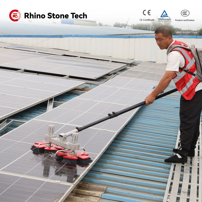 Solar Panel Cleaning Brush Incorporating Innovative Brush Assembly and Continuous Debris Discharge for Large Scale PV Panel Cleaning