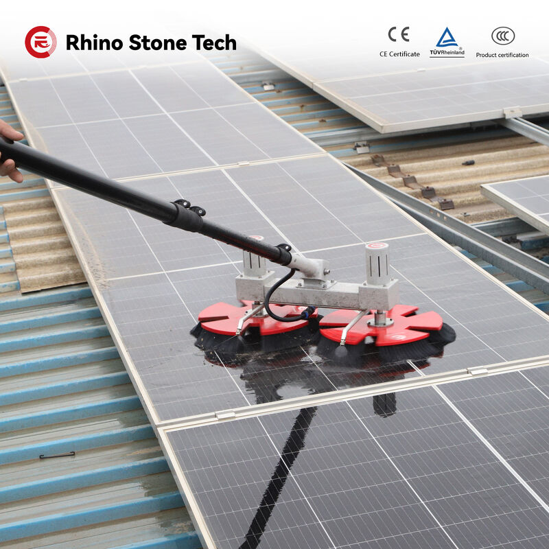 Anti-Skid Lightweight Solar Panel Cleaning Brush with Dual-Motor Balanced Drive and Carbon Fiber Telescopic Pole for PV Module Cleaning