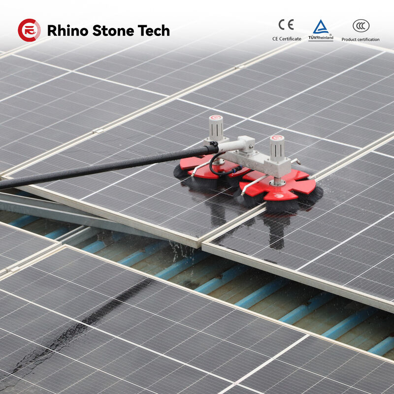 Solar Panel Cleaning Brush with Dual Disc Five Petal Brush Head for Safe Photovoltaic Panel Maintenance and Dust Removal