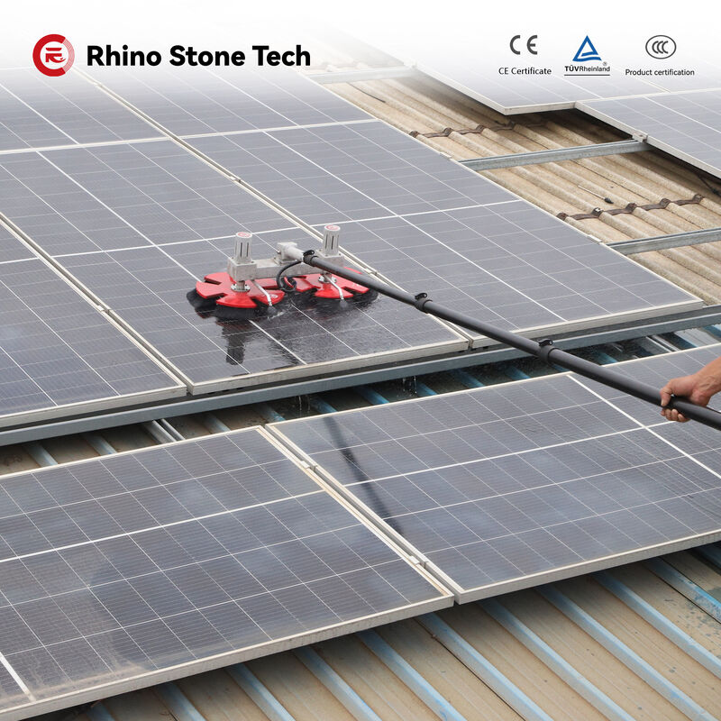 Photovoltaic Cleaning Brush with Carbon Fiber Telescopic Rod Dual Brushless Motor and Five-Lobe Brush Head for Solar Panel Cleaning