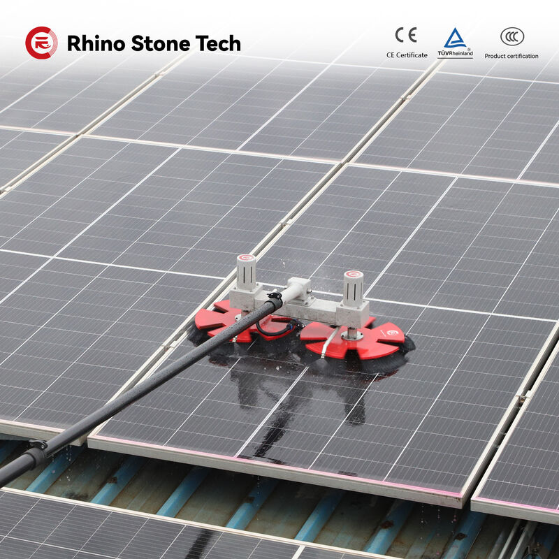 Solar Panel Cleaning Brush with Anti Static Nylon Bristles and Dual Brushless Motors for Smooth and Solar Panel Cleaning