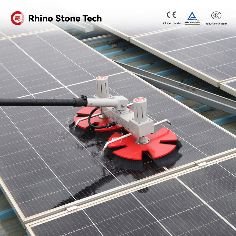 Solar Panel Cleaning Brush with Anti Static Nylon Bristles and Dual Brushless Motors for Smooth and Solar Panel Cleaning