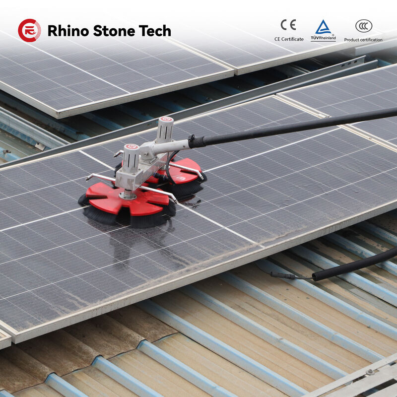 Photovoltaic Cleaning Brush with Carbon Fiber Telescopic Rod Dual Brushless Motor and Five-Lobe Brush Head for Solar Panel Cleaning
