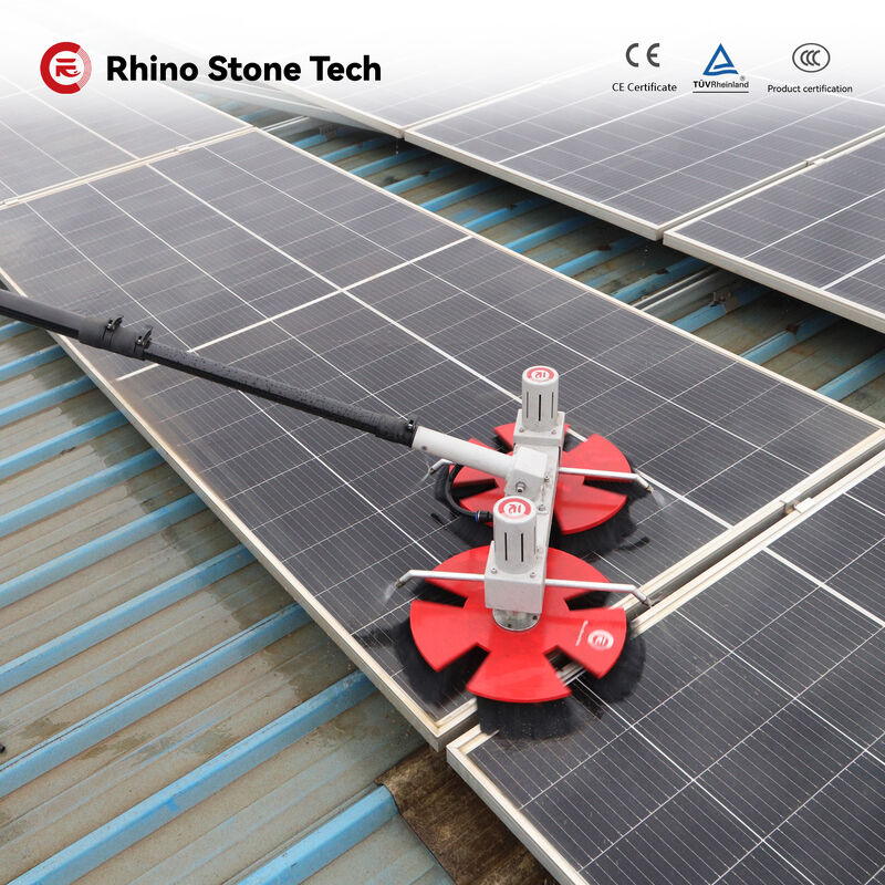 Photovoltaic Cleaning Brush with Carbon Fiber Telescopic Rod Dual Brushless Motor and Five-Lobe Brush Head for Solar Panel Cleaning