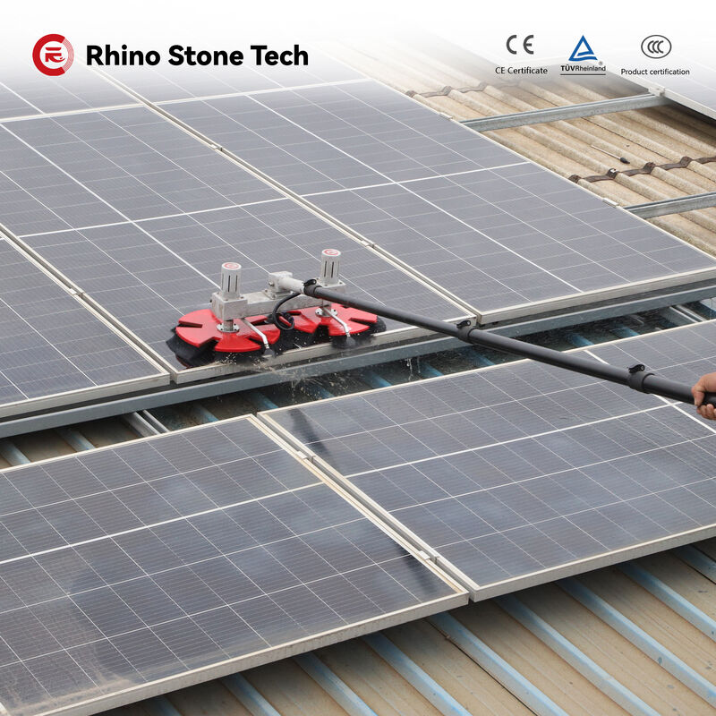 Double Head Solar Panel Cleaning Brush with Carbon Fiber Telescopic Rod and Lithium Battery for Efficient Photovoltaic Cleaning