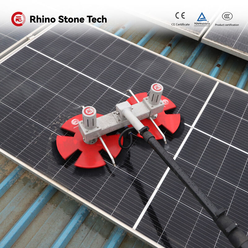 Double Head Solar Panel Cleaning Brush with Carbon Fiber Telescopic Rod and Lithium Battery for Efficient Photovoltaic Cleaning