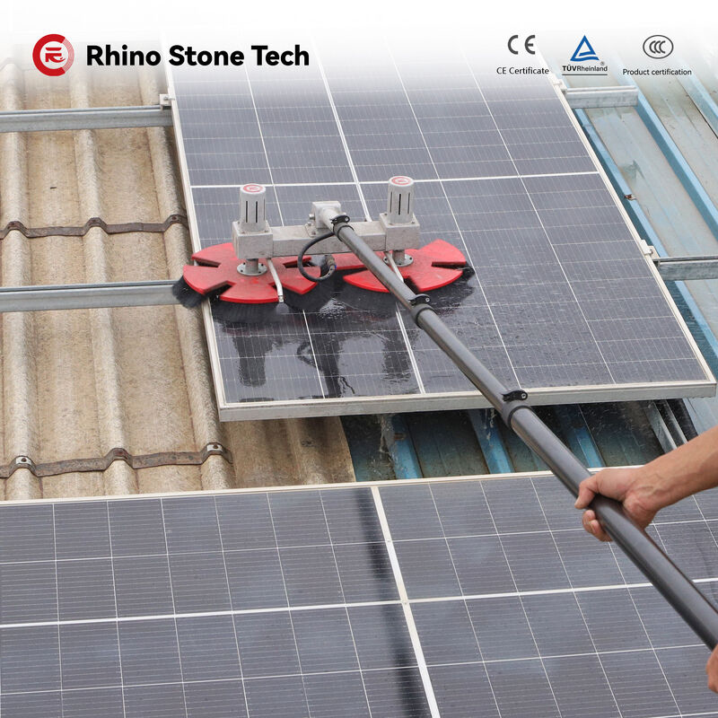 Solar Panel Cleaning Brush with Anti Static Nylon Bristles and Dual Brushless Motors for Smooth and Solar Panel Cleaning