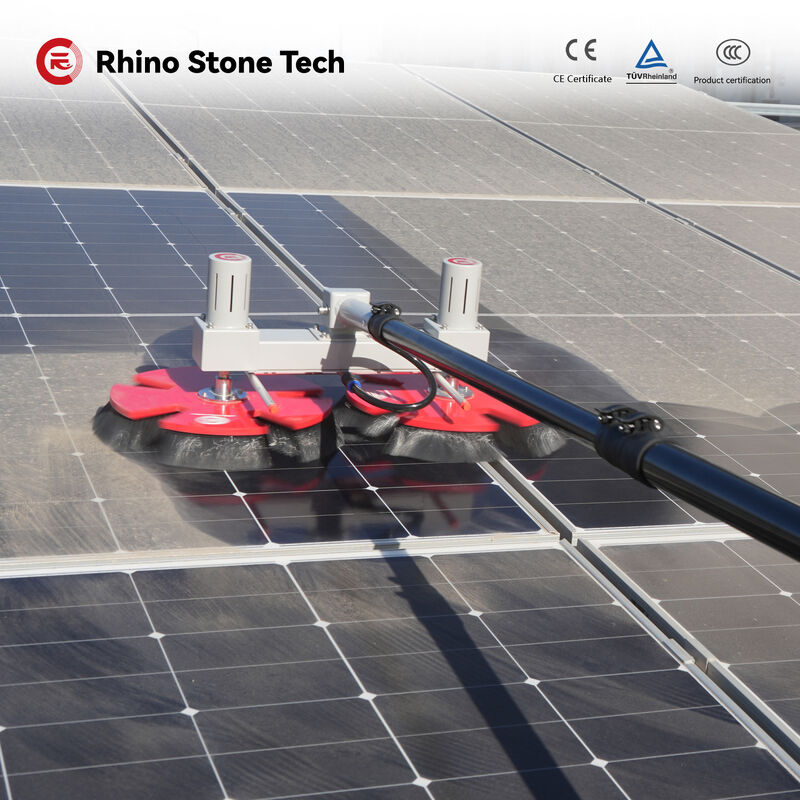 Factory Direct Solar Cleaning Equipment Electric Photovoltaic Panel Cleaning Brush Double Head Solar Panel Cleaning Brush with Telescopic Rod