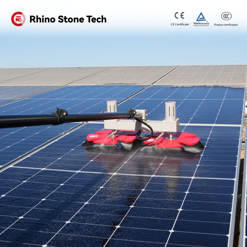 House Electric Power Dual Head Solar Panel Cleaning Brush Photovoltaic Brush with Water-Passing Telescopic Rod