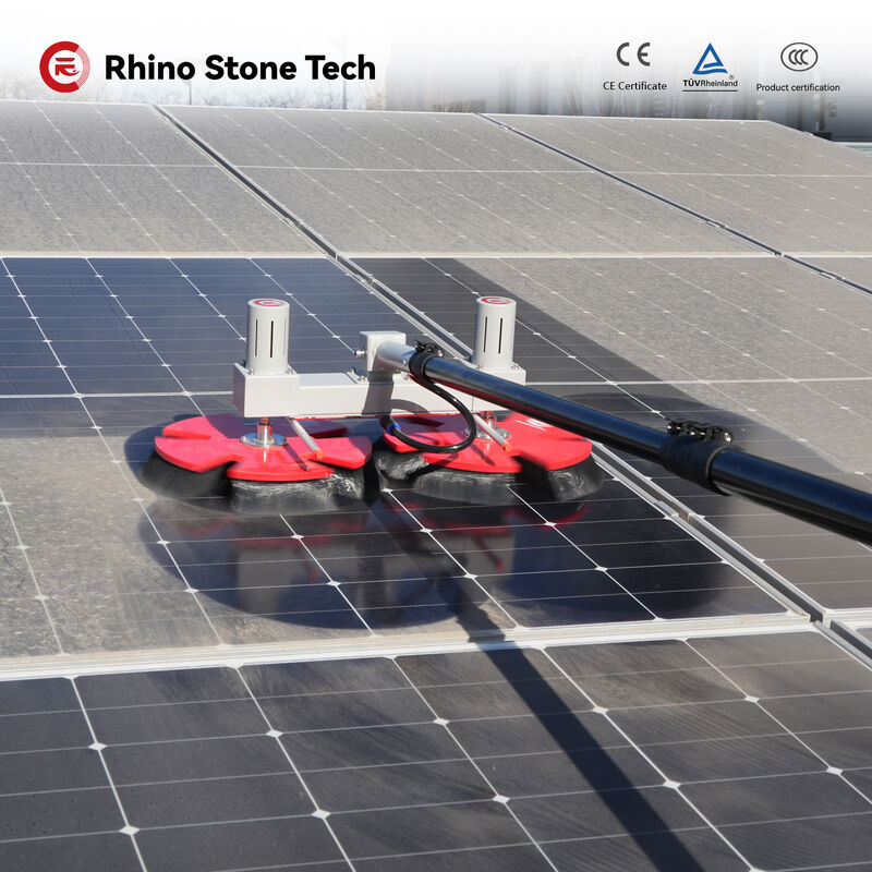 Factory Direct Solar Cleaning Equipment Electric Photovoltaic Panel Cleaning Brush Double Head Solar Panel Cleaning Brush with Telescopic Rod