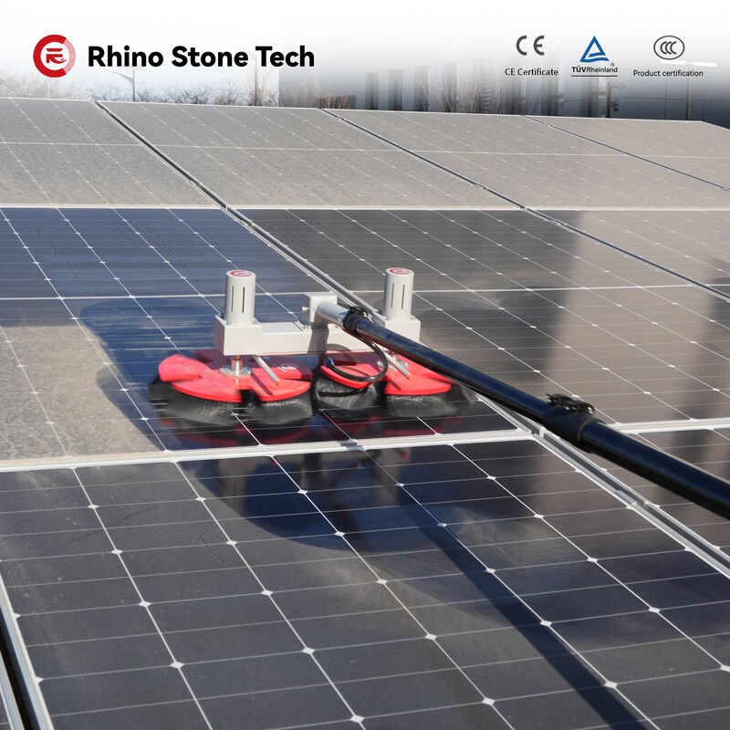Lithium Battery Solar Panel Cleaning Dual Rotating Brush and Telescopic Pole for Rooftop PV Systems