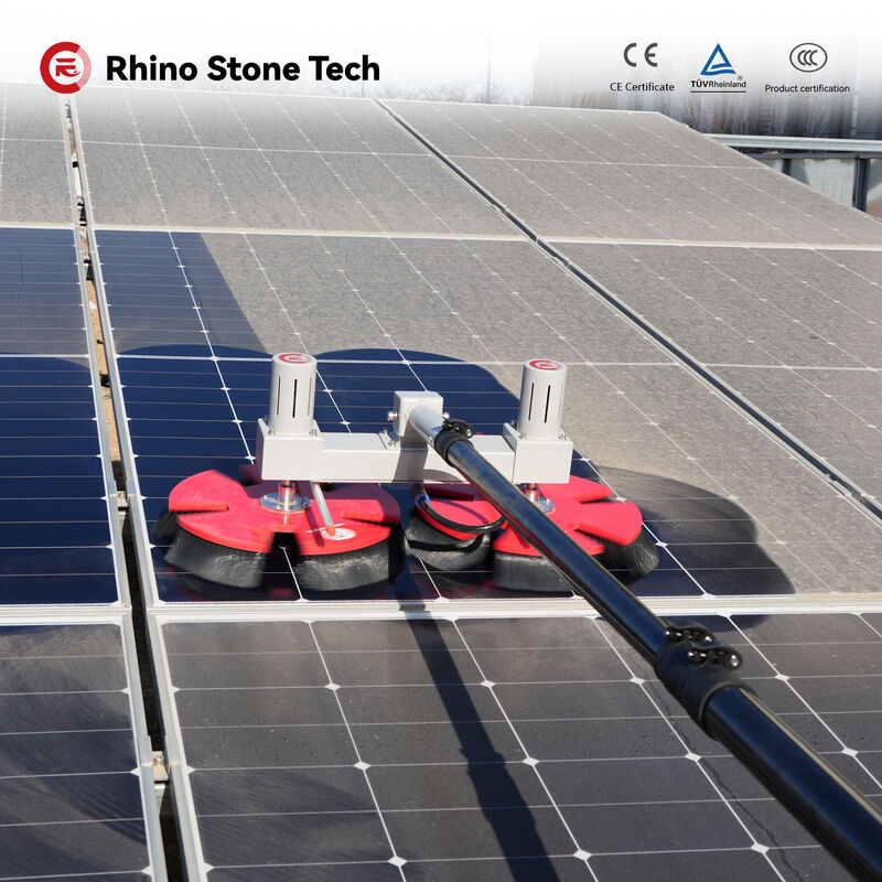 House Electric Power Dual Head Solar Panel Cleaning Brush Photovoltaic Brush with Water-Passing Telescopic Rod