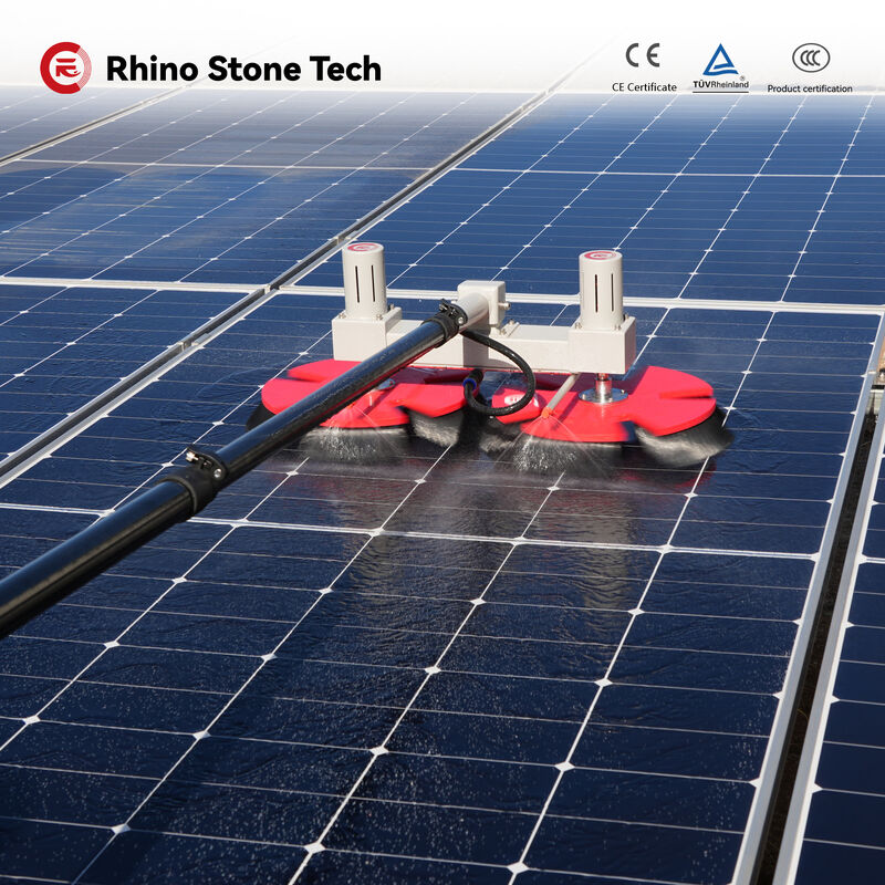 House Electric Power Dual Head Solar Panel Cleaning Brush Photovoltaic Brush with Water-Passing Telescopic Rod