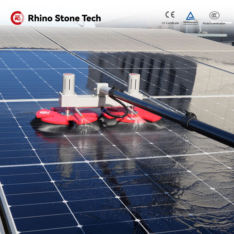 House Electric Power Dual Head Solar Panel Cleaning Brush Photovoltaic Brush with Water-Passing Telescopic Rod
