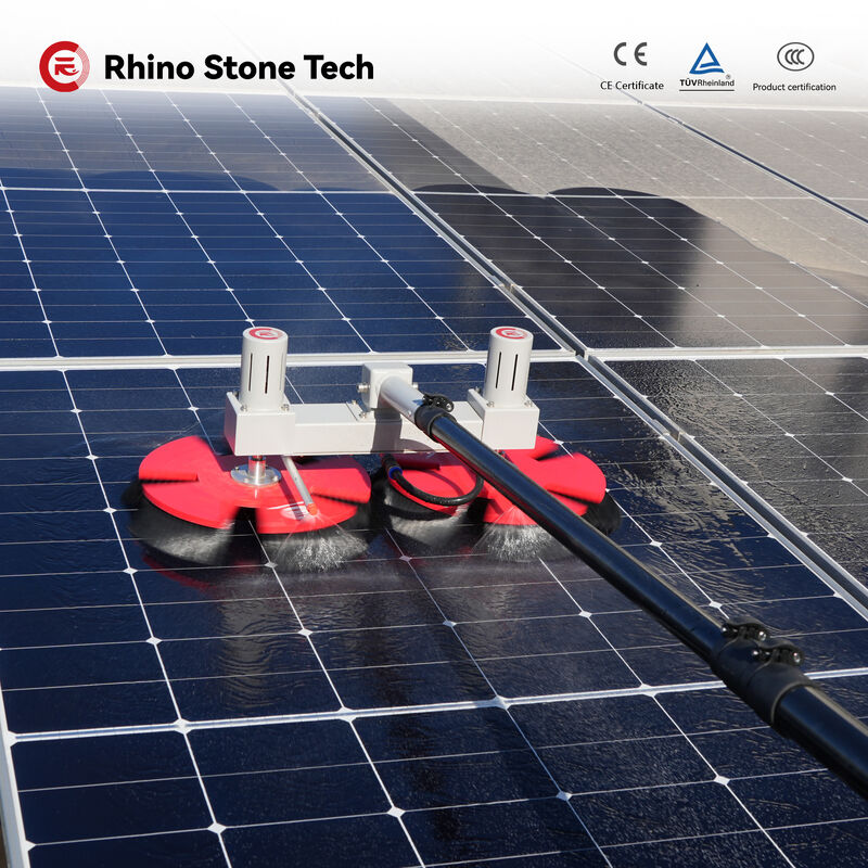 Factory Direct Solar Cleaning Equipment Electric Photovoltaic Panel Cleaning Brush Double Head Solar Panel Cleaning Brush with Telescopic Rod